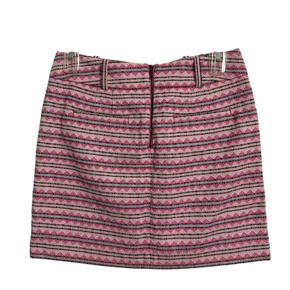 LOFT Womens Pink & Black Chevron Striped Jacquard Mini Skirt SZ 8 Preppy Y2K - Picture 2 of 5